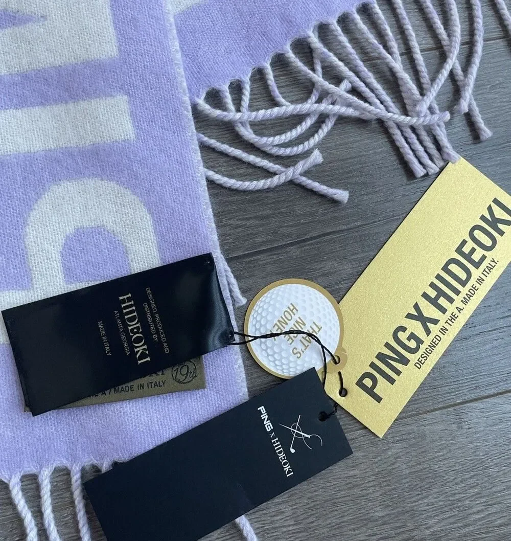 NWT'S PING x HIDEOKI Big Name Big Game Virgin Wool Scarf Made in Italy